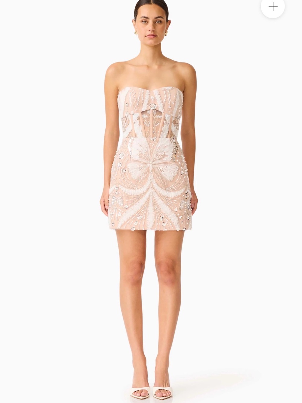 Elliatt Blush Strapless Embellished Mini Dress